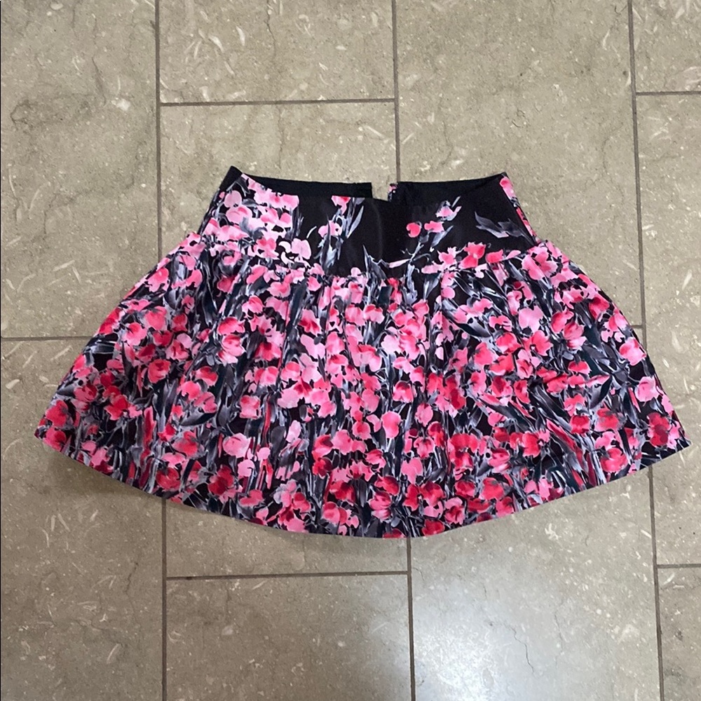Floral Pink and Black Women's Skirt